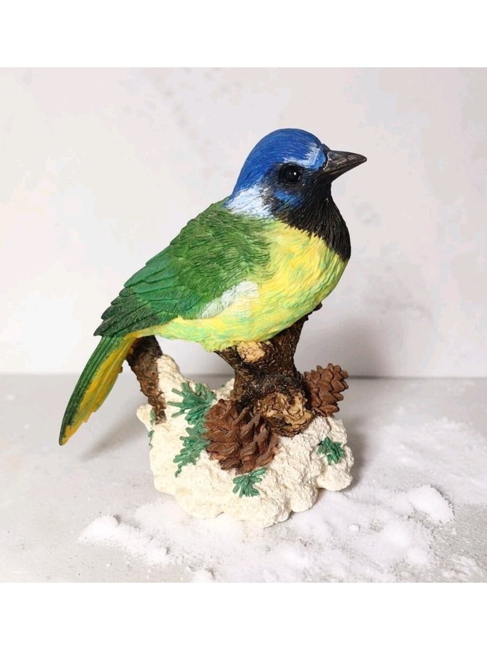 Vintage Westland Giftware Green or Inca Jay Bird Figurine 3.5" Resin Pinecones